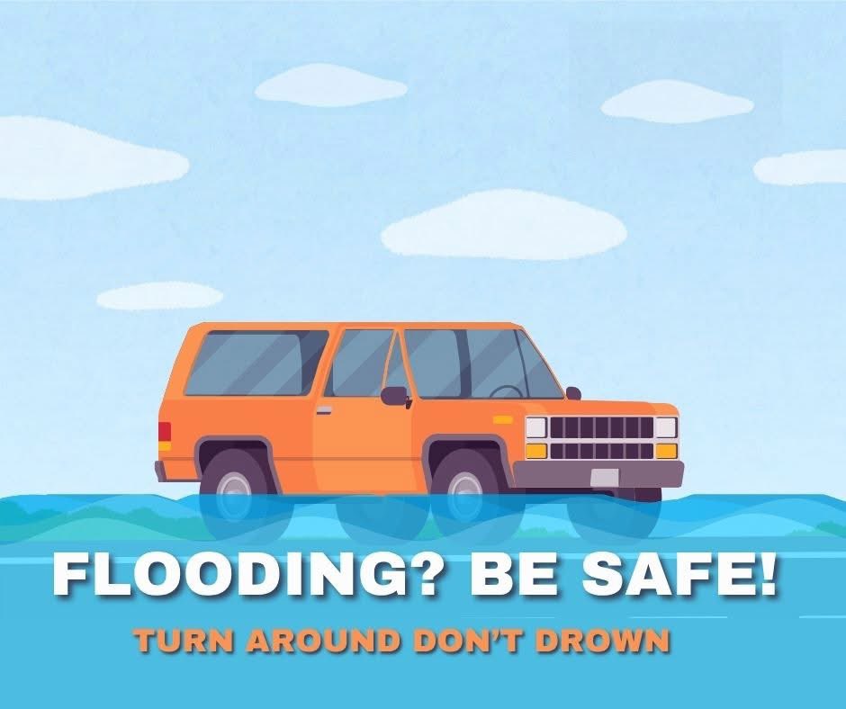 SCEMD's tweet photo. Just a few inches of water can cause hazardous driving conditions.
Turn Around, Don’t Drown!
Stay weather aware.
More Flood Safety Tips: https://t.co/HMICs9vpuD
#HurricanePrep #SCPrepared #emergencypreps #Hurricaneprepmonth #SCWX https://t.co/J2fh09swZw