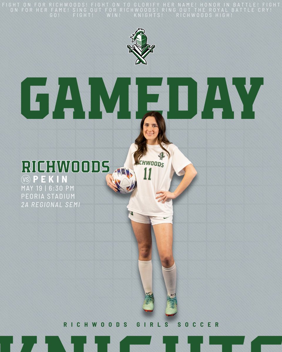 Richwoods_HS's tweet photo. GAMEDAY
β½: @RHSknightssocr
π: Pekin | 2A Regional Semi
β°: 6:30 PM
π: Peoria Stadium
βοΈ: Olivia Wright-Brannan
πΈ: Will Hudson
#FDCW | #weRrichwoods | #TheStandardOfExcellence https://t.co/9NUEyBKpQF
