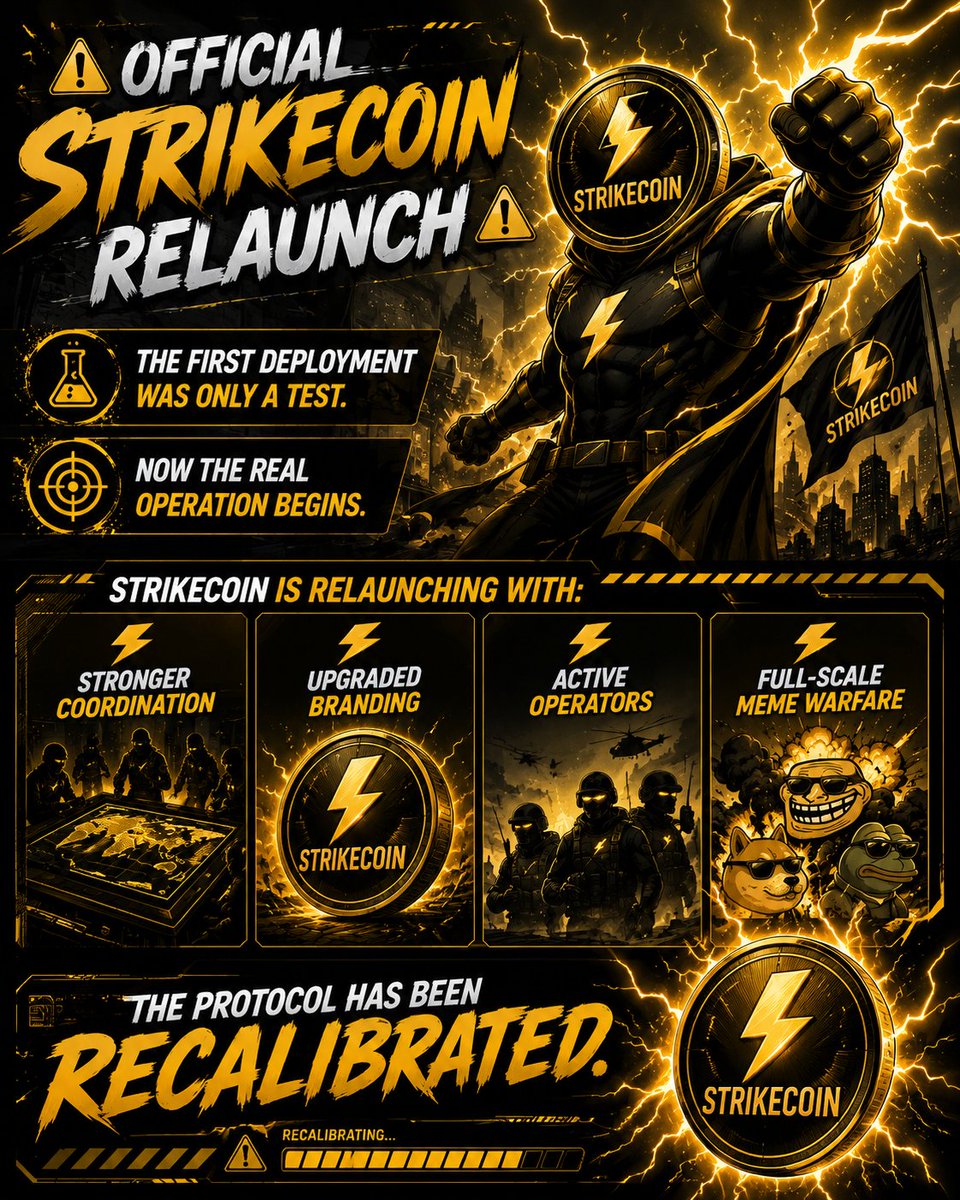 victormarick_1's tweet photo. ⚡ONE STRIKE TO RULE THEM ALL⚡ When the market went silent… $STRIKE answered.Not just a meme. A MOVEMENT.
Flood the timeline. Join the nation.
#STRIKE #StrikeCoin #MemeContest
@M83fwm https://t.co/lESIPHvn1g