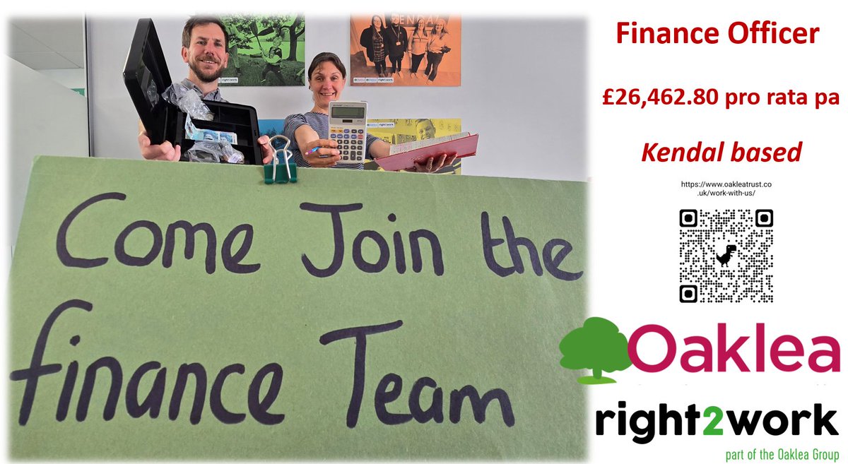 oakleatrust's tweet photo. We’ve done the calculations😉
…and we think this might be the perfect match…for you!
Join us at Oaklea HQ as a Finance Officer
£26,462.80 pro rata pa
24 hrs pw
📲Apply here or save QR code
https://t.co/e09PkLrKtF

#cumbria #Kendal #cumbriajobs
#makecareyourcareer #finance https://t.co/N8Lx9W42vn