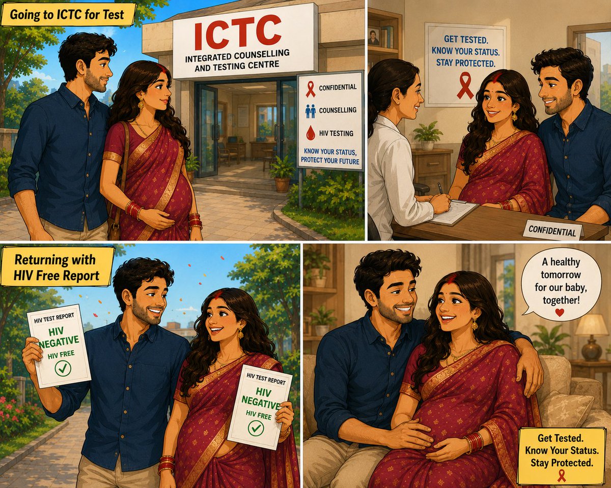 odishasacs's tweet photo. Love begins with trust, care, and awareness.
A simple HIV test at ICTC helped protect their future.
Get Tested. Know Your Status. Stay Protected.
#HIVAwareness #ICTC #KnowYourStatus #GetTested #HIVPrevention #HealthyFamily #SafeFuture #EndAIDS #LoveWithCare #StayProtected https://t.co/VtKmxp4jOn