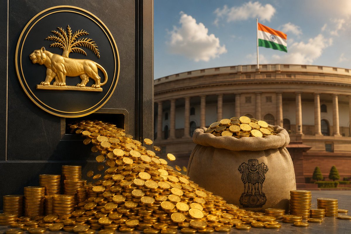 techinfrareport's tweet photo. 🚨 RBI is likely to transfer a record dividend of around ₹2.5–3 lakh crore to the Central Government this year. https://t.co/gLDXvhgyyp