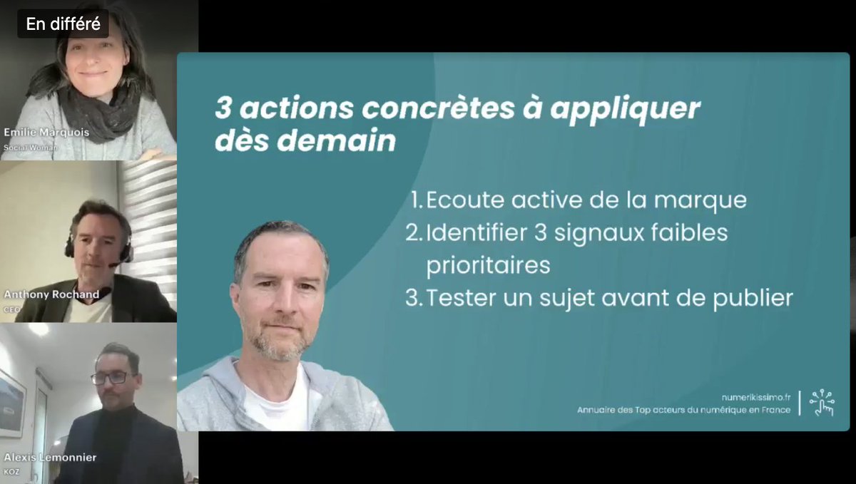 AnthonyRochand's tweet photo. "Arrêter de deviner : algorithmes et social data", c'était ce matin sur Linkedin avec @numerikissimo.
On a donné quelques tips avec @emiliemarquois Alexis Lemonnier et moi-même...
https://t.co/JjkU2ckTOo
#SocialData https://t.co/OeLVKBe8p9