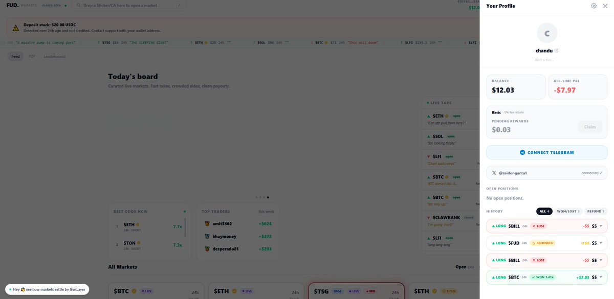RaidenGarza1's tweet photo. Free takes are over. I just opened a market on @FUDmarkets — public thesis, public PnL, no hiding. Crypto has rewarded loud voices for too long. If your thesis is real, price it onchain. Conviction now has a cost. https://t.co/vSPpf4UgcM