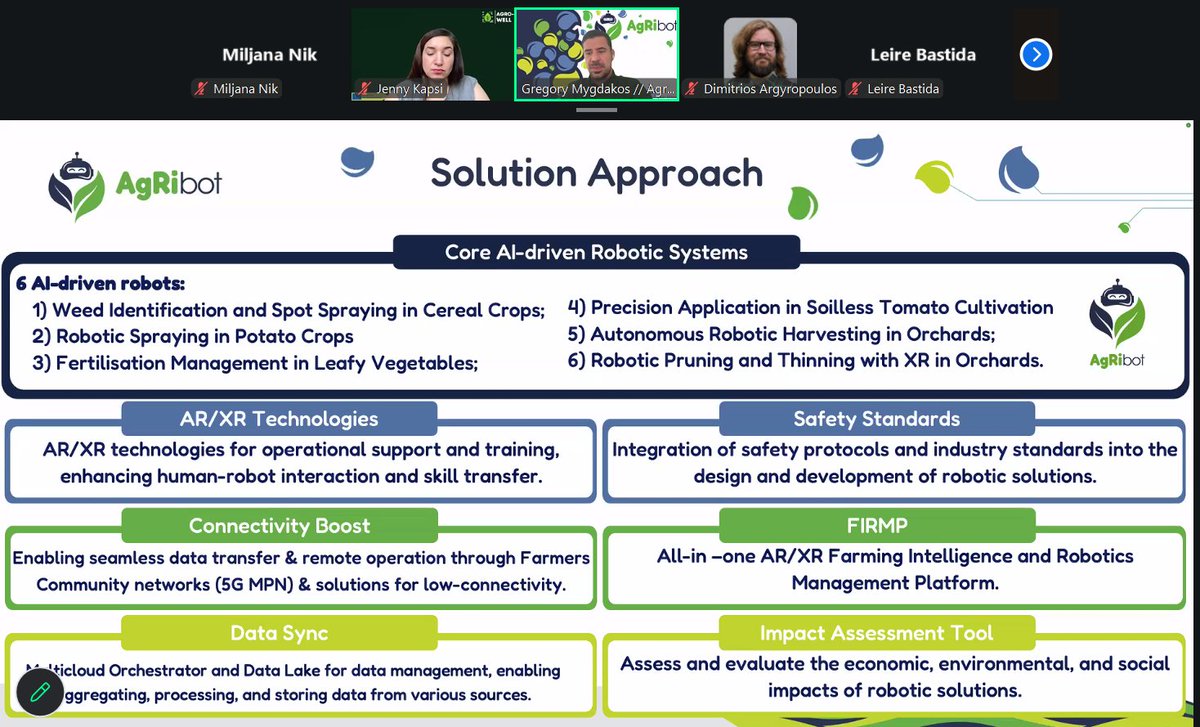 AgRibotEU's tweet photo. Today we successfully completed the Agro Synergy Webinar! 🌱

A big thank you to all speakers, participants, and everyone who joined the discussion today!

🎥 Stay tuned for the full webinar recording~

#AgRibot #HorizonEurope #AgriculturalRobotics #SmartFarming #AI #XR https://t.co/3fJyG1CIg6