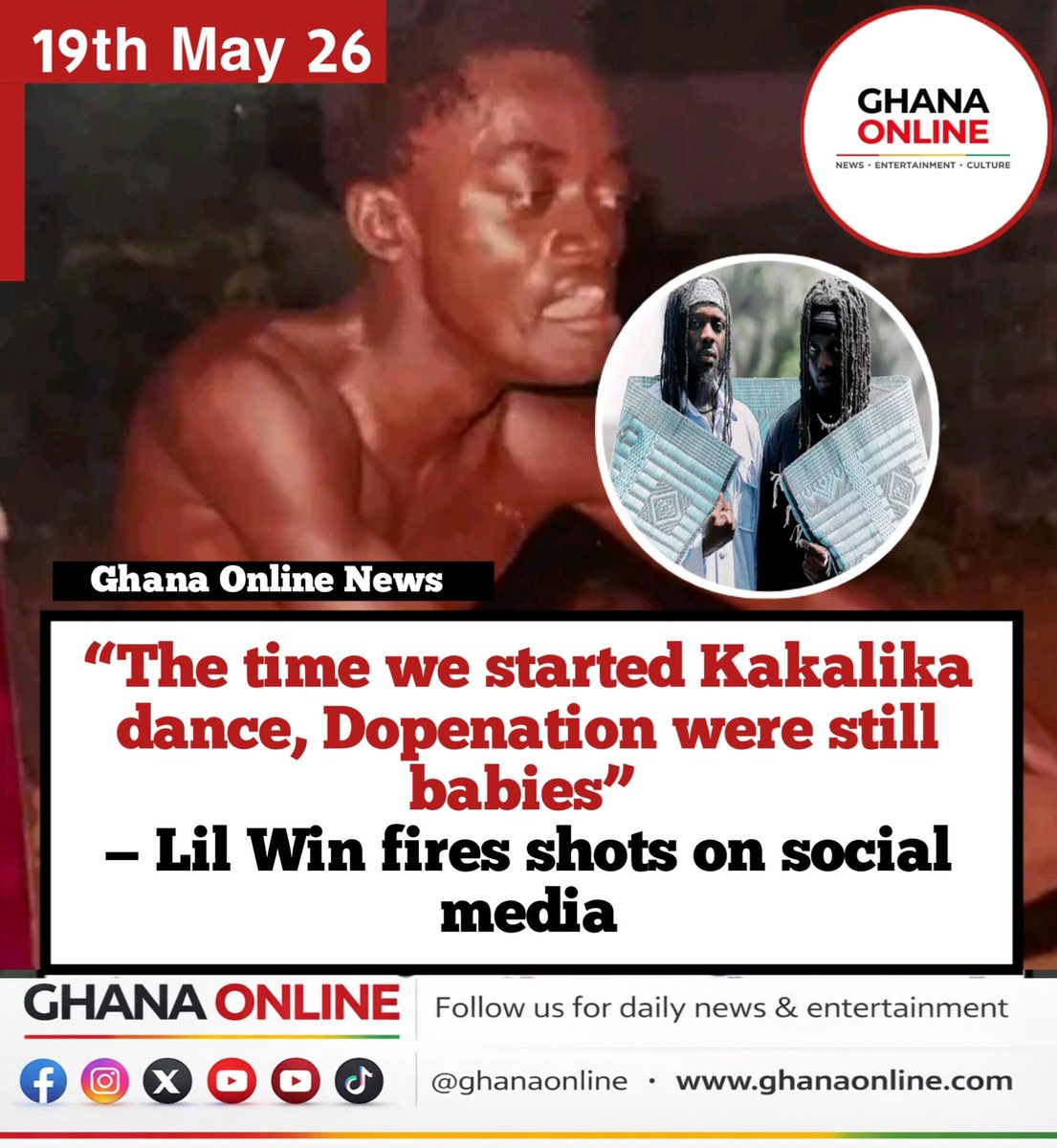 GhOnlineNews's tweet photo. Respect the legends first! ~ Lil Win says when they started the Kakalika dance, DopeNation were still babies 😂💀

Social media is in tears after Lilwin’s hilarious jab sparked another old school vs new school entertainment

Who wins this one? Team Lilwin or Team Dopenation? 👀👇 https://t.co/1RivvASXav