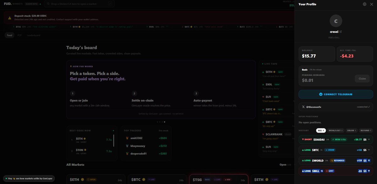 theamanfx's tweet photo. Crypto has rewarded loud voices for too long. I just opened a market on @FUDmarkets testnet — public thesis, public PnL, zero noise. No more free takes. No more fake conviction. If you believe it, price it. https://t.co/T0th6n4A1b