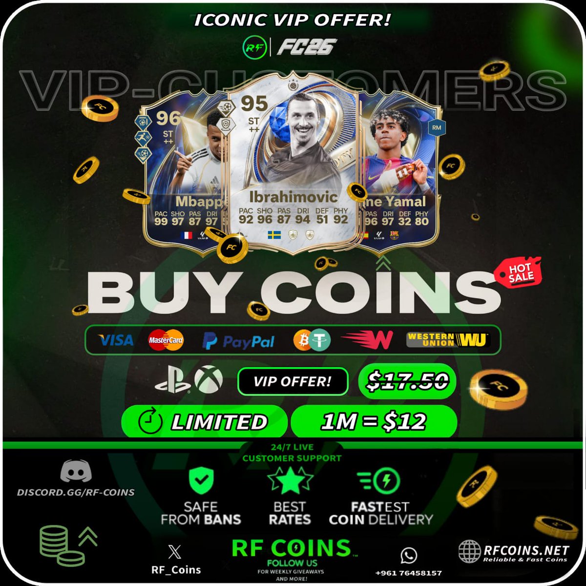RF_Coins's tweet photo. 🌟 ICONIC VIP OFFER!

💫 Coins never been that cheap:
 1000K = 12 USD (£9) only!!

💰 Up to 5M per customer
🛸 15 Minutes delivery
⏳ Limited offer

Join our Discord and get additional 10% bonus 💎

Order Now!
🛒 - https://t.co/ogNwnChei2
🔵 - https://t.co/EEN7YoAcHQ

#EAFC26 https://t.co/Kri41KPiFZ
