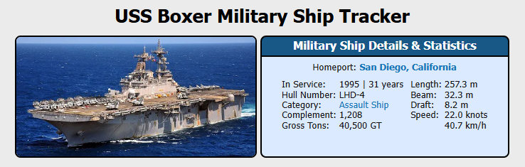 USS Boxer (LHD-4) — pierside/harbour area Est. position 1.463147, 103. ...