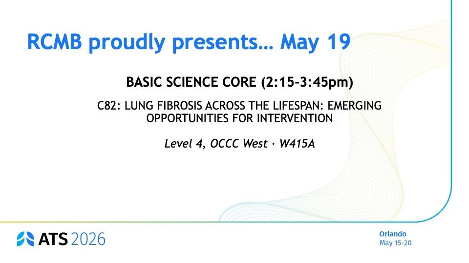 ATS_RCMB's tweet photo. Second to last day of the conference and still lots of exciting RCMB programming to come! Check out today's list of sessions below 👇

#ATS2026
#RCMBatATS https://t.co/CgN5smRMqc