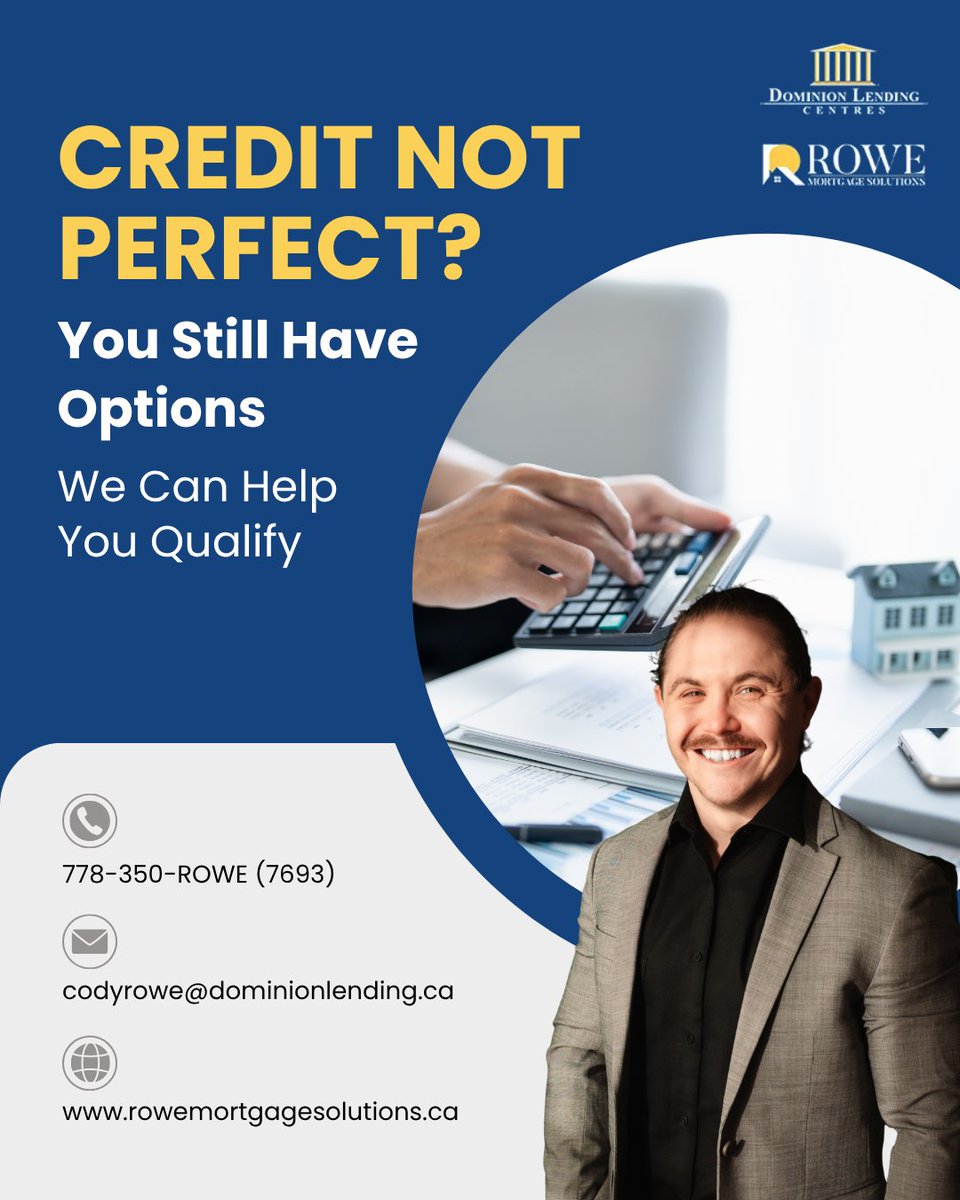 RoweMTGSolution's tweet photo. Concerned about your credit score? You still have options. Our bruised credit mortgage solutions can help you secure financing and rebuild your financial future. Second chances start here. Start today: https://t.co/fcAl28GZW8 #BadCreditMortgage #SecondChance https://t.co/EmplTvfpFM