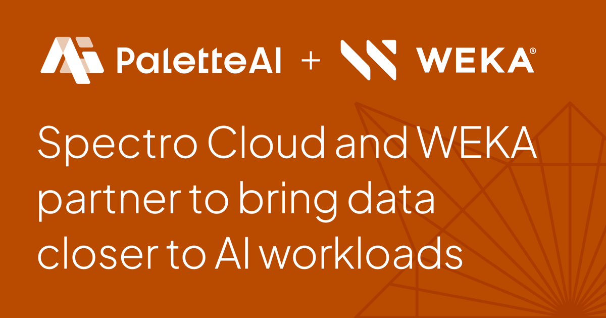 spectrocloudinc's tweet photo. We're excited to partner with WEKA to bring one-click deployment of NVIDIA's AI Data Platform to PaletteAI. We combine our infra orchestration with WEKA's NeuralMesh storage to keep AI pipelines running at the speed production workloads demand.
Learn more: https://t.co/ezIO0txs8D https://t.co/5Cm2bpqNPU