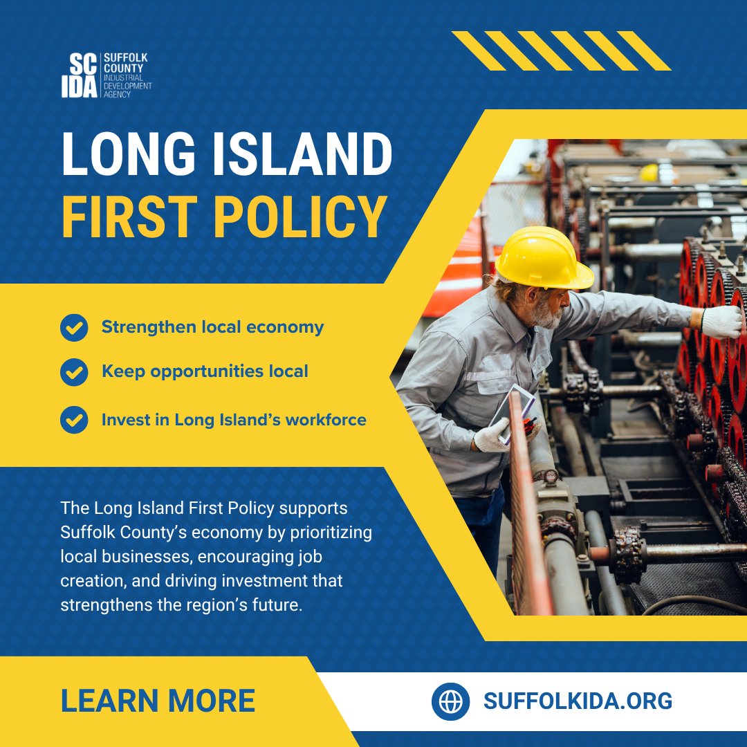 SuffolkIDA's tweet photo. The Long Island First Policy prioritizes reinvesting in local businesses, strengthening Long Island’s economy for the long term. 🌱 Learn more at https://t.co/ak8caRDIj7

#LongIsland #BusinessGrowth #SuffolkIDA #EconomyExpansion #SuffolkCounty #BuildGrowth https://t.co/D6VH6H4QMQ