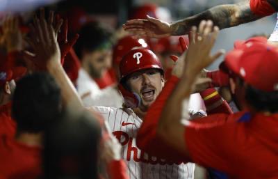 JClarkNBCS's tweet photo. The Phillies have been the best team in baseball in May. Bryson Stott is tied for the most RBIs in the majors this month. Kyle Schwarber is right behind him. Alec Bohm is batting 345 in May. One of the best batting averages in the National League. https://t.co/tjxT9WTJ4X