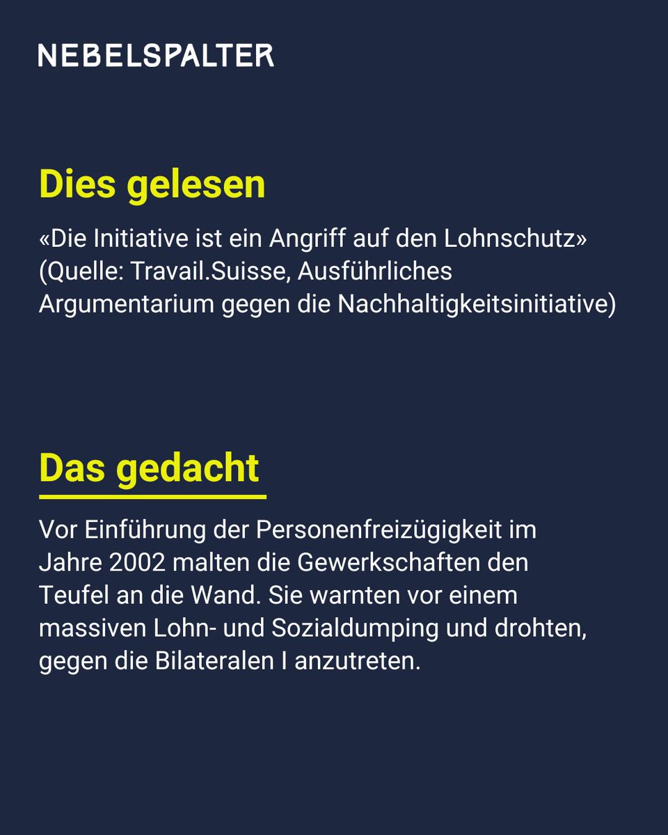nebelspalter's tweet photo. Warum die Gewerkschaften eine unkontrollierte Zuwanderung brauchen 

Die Gewerkschaften verteidigen die Personenfreizügigkeit nicht aus Idealismus, sondern aus Eigeninteresse: Der Artikel zeigt, wie unkontrollierte Zuwanderung, https://t.co/qmnfvKQxX0