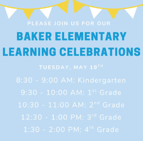 BakerElem's tweet photo. We can't wait to see everyone today to celebrate our AMAZING learners in Kindergarten thru 4th Grade!  THANK YOU Baker families for partnering with us this school year for your students' success.  We are so proud of all of their accomplishments!  #BakerBetterTogether https://t.co/z8MJAra27z