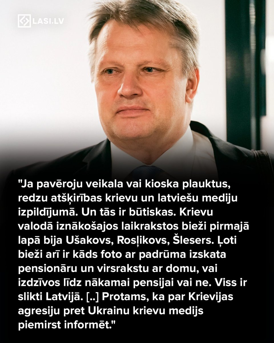 lasilvportals's tweet photo. Normunds Melderis par krievu valodu medijos: "Ja medijs raida krievu valodā, tad tas ir vēstījums krievu sabiedrībai, ka latviešu valoda nav obligāti jāzina un jālieto – "ja vajadzēs, mēs jums visu pārtulkosim kā PSRS laikos". Tas ir arī vēstījums latviešiem, ka krievu valoda faktiski ir otra valsts valoda, tāpēc latviešiem tā jāzina, jālieto, kad tas nepieciešams krieviem."

Lasi vairāk: https://t.co/eJU7n6s8G7