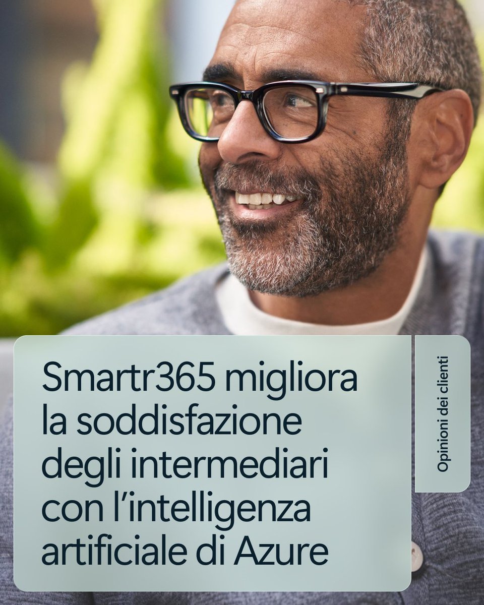 microsoftitalia's tweet photo. Scopri come Smartr365 ha aumentato la soddisfazione e migliorato l’esperienza dei broker con una piattaforma unica, unificata e potenziata da Azure AI. 
https://t.co/3JvtHoj5PG https://t.co/94xfH7Be3B
