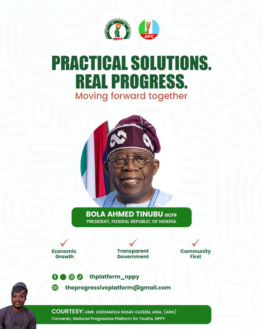thplatform_NPPY's tweet photo. NPPY backs the Renewed Hope Agenda and is committed to delivering real, grassroots governance. Be part of the winning team. Join @OfficialAPCNg now—before it’s too late. @woye1 @ML_Akanni @Midatlblog @dayoisrael @DOlusegun @MrAfobaje @followlasg @RHAmbassadorsHQ @hidoowu @Hon2qur https://t.co/XrFtamNea4
