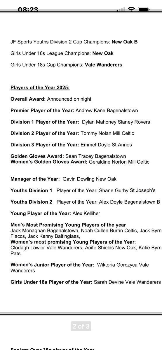 CarlowSoccer's tweet photo. Our 2026 award winners congrats to all. Please get your club secretaries to contact Keith ASAP to get your tickets https://t.co/PZLvzVGq1I
