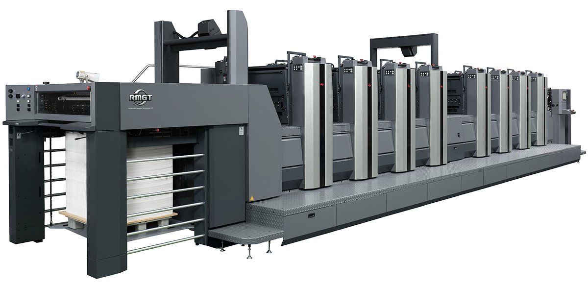 MPartnersEurope's tweet photo. #Print Latest: Flexpress made its biggest investment ever after an order for an #RMGT 970-PF8-SRA1+ 8-colour perfector. The #press can print the equivalent of 240,000 A4 pages per hour, cost-effectively, and with a list price of £1.8m. See #Printweek: https://t.co/UeInRugV8u https://t.co/HFPLElmFE4