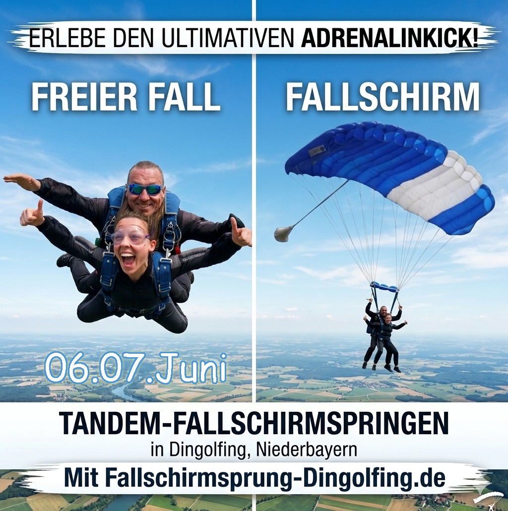 Skydiver999's tweet photo. Die beste Therapie? Freier Fall! ✈️💨
Kopf aus, Adrenalin an in Niederbayern!#MentalHealth #Action #Dingolfing #Niederbayern Fallschirmspringen jetzt buchen https://t.co/Mw4bdZQoiG https://t.co/sjIg0AU44P