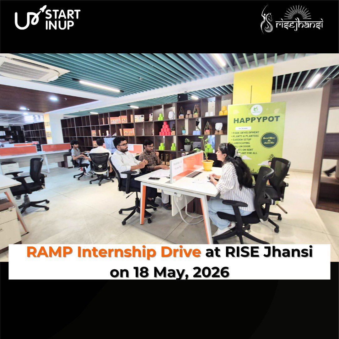 RiseJhansi's tweet photo. The RAMP – RISE Accelerator Maverick Program Internship Drive was successfully conducted at RISE Jhansi on 18 May 2026.
The event brought together startups and aspiring professionals for networking, opportunities, and startup exposure.
#RAMP #InternshipDrive #RISEJhansi https://t.co/rIQXLfbDpB