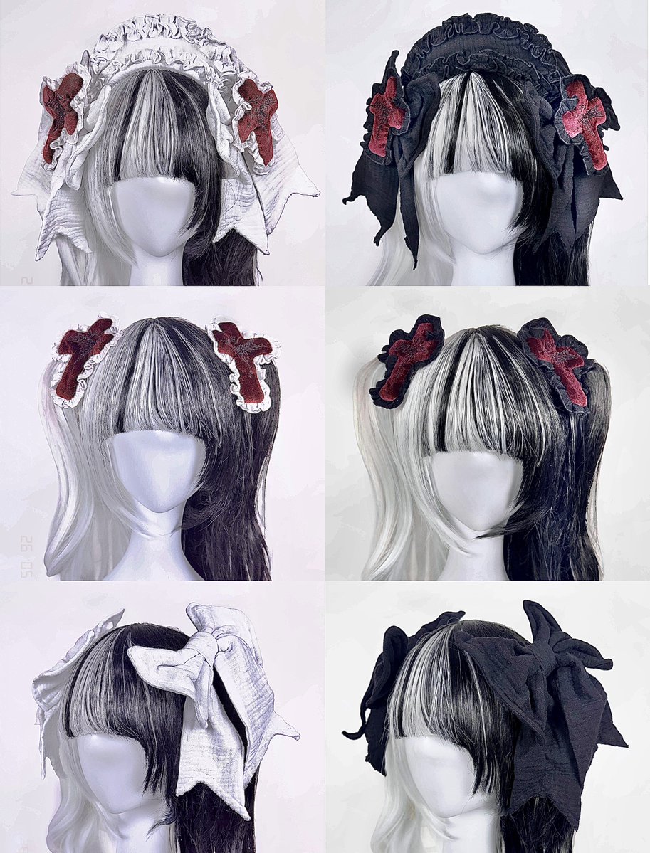 退廃ナースヘッドドレス》黒/白 〝KAWAII〟の全盛りセット❤︎ クソ