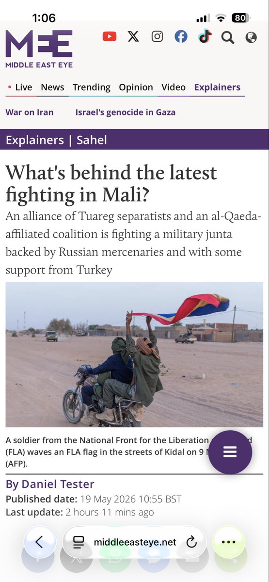 danieltester_'s tweet photo. Tuareg separatists, a brutal al-Qaeda affiliate, Russian mercenaries and a new pan-Sahel army using Turkish drones.

New explainer on everything you need to know about the chaotic, shifting situation in Mali @MiddleEastEye 

Read the full article below:

https://t.co/pluGr4dpu2 https://t.co/3Zm9z0S0B1