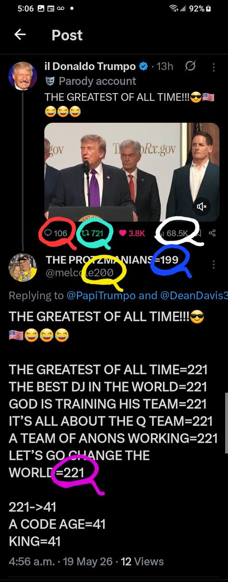 DeanDavis33's tweet photo. @melcole200 @PapiTrumpo #WhatAreTheOdds 😁
1️⃣0️⃣6️⃣ #OneZeroSix
6️⃣8️⃣5️⃣ #SixEightFive
2️⃣2️⃣1️⃣ #TwoTwoOne
2️⃣0️⃣0️⃣ #TwoHundred
1️⃣9️⃣9️⃣ #OneNineNine
7️⃣2️⃣1️⃣ #SevenTwoOne https://t.co/Nm9TwCtIaB