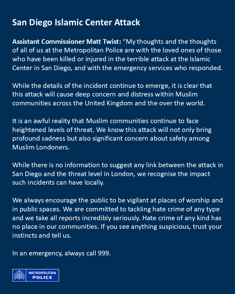 Metropolitan Police tweet media