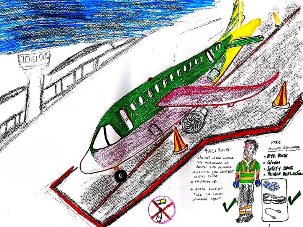 DulscoGroup's tweet photo. Our Aviation team’s drawings show safety is more than rules—it's awareness, responsibility, and care every day. #DulscoPeople #Safety #WorkplaceSafety #PeopleFirst #UAE https://t.co/tA0dFvyQkX