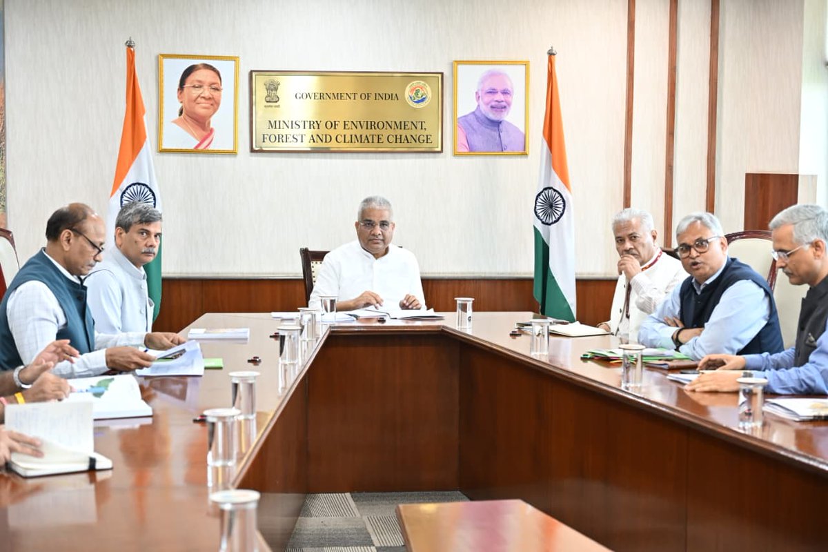 ntca_india's tweet photo. Review of Project Cheetah held today under the chairmanship of Hon’ble Minister of Environment, Forest and Climate Change @byadavbjp, with participation from senior officials of @moefcc, domain experts, and field officers. The meeting assessed progress, reviewed scientific outcomes, and outlined a strategic roadmap for the next phase of India’s pioneering cheetah reintroduction programme.

#NTCA #ProjectCheetah

@PMOIndia @moefcc @wii_india @MSTrIPES @PIB_India @EnvironmentPib @IBCA_official @Unitedfortigers