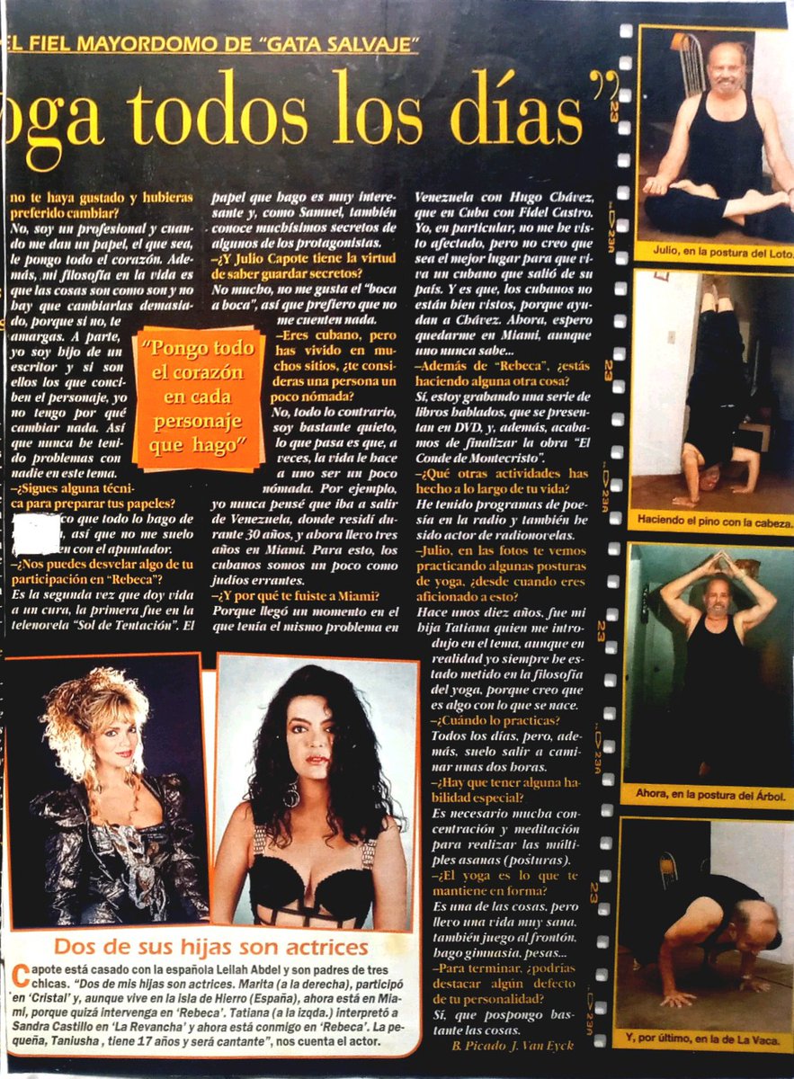 carallochosco's tweet photo. 🗃#ElArchivoDeLaTele🗃
Así se confesaba en 2005 el tristemente fallecido Julio Capote, padre de Marita y Tatiana Capote, sobre su participación como Samuel en #GataSalvaje en la entrevista concedida a la Revista #Telenovela 🇪🇸
#Scans #Hemeroteca
@Franethan @Pilar_Manzr https://t.co/iLu3NOVqso