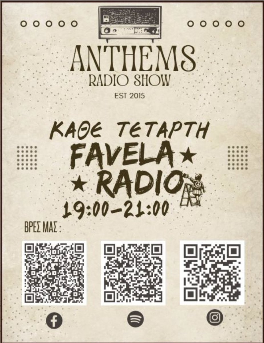 Aga_mit's tweet photo. Aύριο στις 19:00 η τριάδα του #Anthems_Radio_Show επιστρέφει solo στο #Favela_RADIO μετά απο αρκετό καιρό,για ενα δίωρο καφρίλας,σχολιασμού της επικαιρότητας και φοβερών ερευνών! Σας περιμένουμε στην παρέα μας! @unstable_mad @rebelyorkshire

Μας ακούτε ↙️ https://t.co/l4wBbdATNn https://t.co/3ko88aKGgD