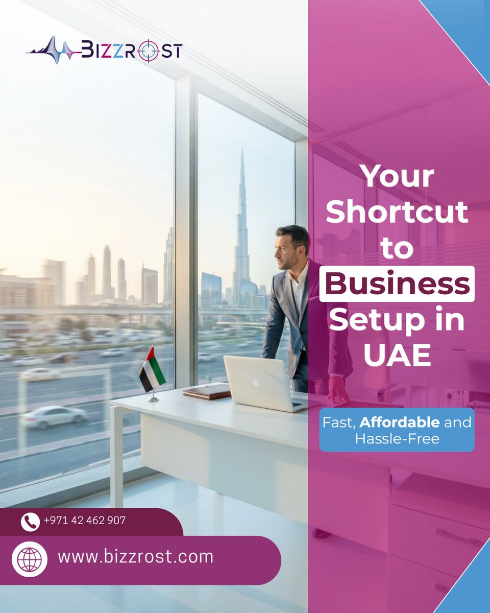 Bizzrost's tweet photo. Starting a business in the UAE doesn’t have to be complicated. 🚀

From licensing to visas and banking, Bizzrost makes the process simple, fast, and stress-free.

#BusinessSetupUAE #DubaiBusiness #StartInDubai #EntrepreneurLife #Bizzrost https://t.co/5zKbx1V7Dt