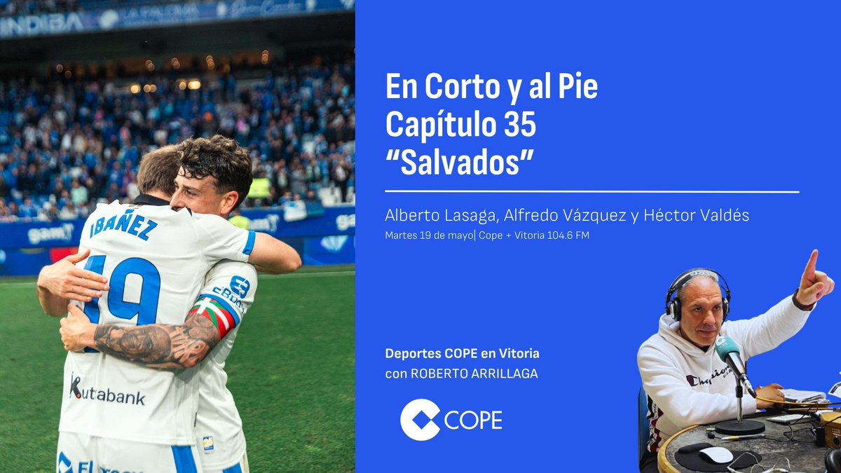 DXTcopevitoria's tweet photo. *TERTULIA*  #EnCortoyAlPie
 ⚽️«Salvados»
🏠https://t.co/34anCRy4FT
📻HORA 15:30 📻 104.6FM

👉🏻@LasagaVal
👉🏻 @hector30023
👉🏻 Alfredo Vázquez

🎙@Arrillaga

#QuéCómoPorqué
#EnCortoyAlPie https://t.co/b2Tnc08UIH