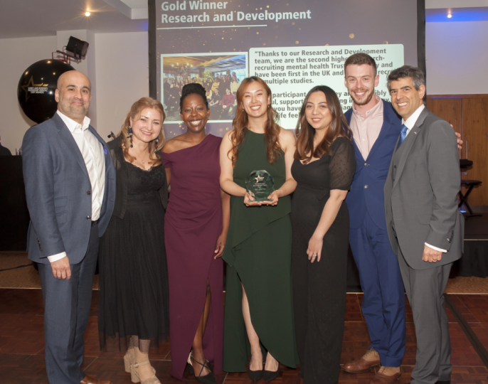SABPResearch's tweet photo. Sharing a few more photos from the awards evening, alongside a team photo with the wider group who made this achievement possible 🎉 So proud to be part of such a dedicated and supportive team. #NHS #SABP #StaffAwards #TeamOfTheYear https://t.co/evYK2MbWGB