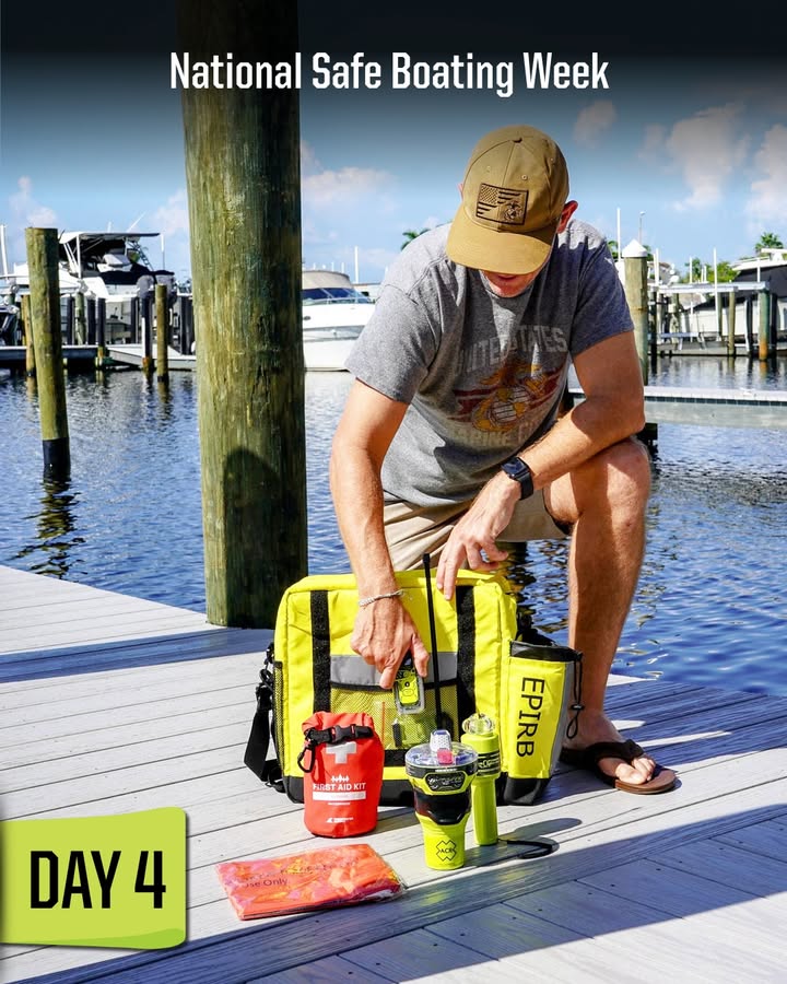 ACRARTEX's tweet photo. Day 4 of National Safe Boating Week: How To Pack A Boat Ditch Bag. A well-packed ditch bag could save your life in an emergency! 

Here's what to include:
✅ EPIRB or PLB
✅ Handheld VHF radio
✅ First aid kit
✅ E-flare
✅ Emergency food & water
✅ Flashlight & batteries
✅ Whistle & mirror
✅ Copies of ID & boat documents
✅ Dry bag to keep it all safe

Learn more: https://t.co/bsV6u0E9mi

#SafeBoatingWeek #DitchBag #BoatingSafety #wearit