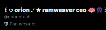 ꒰ 𖹭 orion .ᐟ ★ ramweaver ceo 🪷👾꒱ tweet media