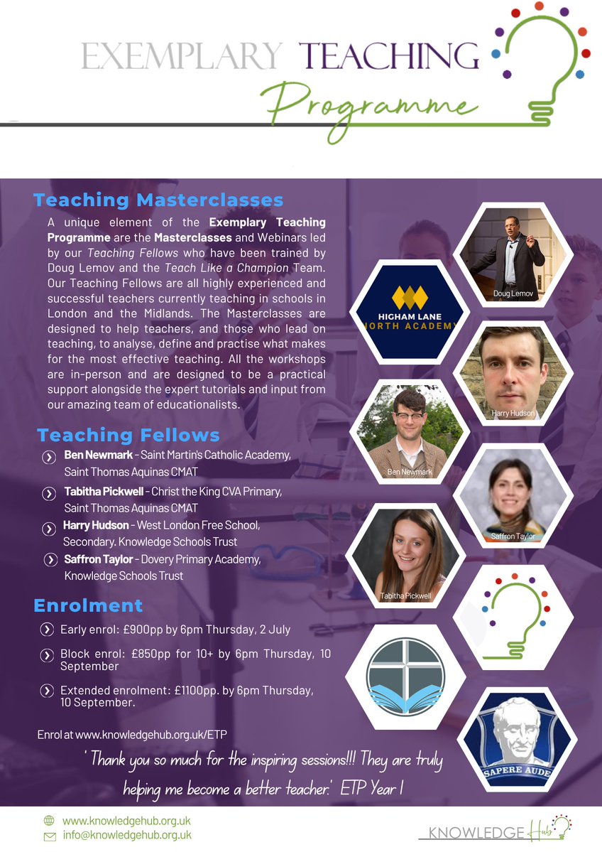 Knowledge_Ed's tweet photo. ETP
After a successful first year, we are proud to launch enrolment for our year 2 cohort
A blend of:
In-person and online conferences
Webinars
Masterclass workshops (in-person or streamed for convenience)
Library platform housing recordings and resources

https://t.co/JpE2lE1GoJ https://t.co/OPLMtLwXMb