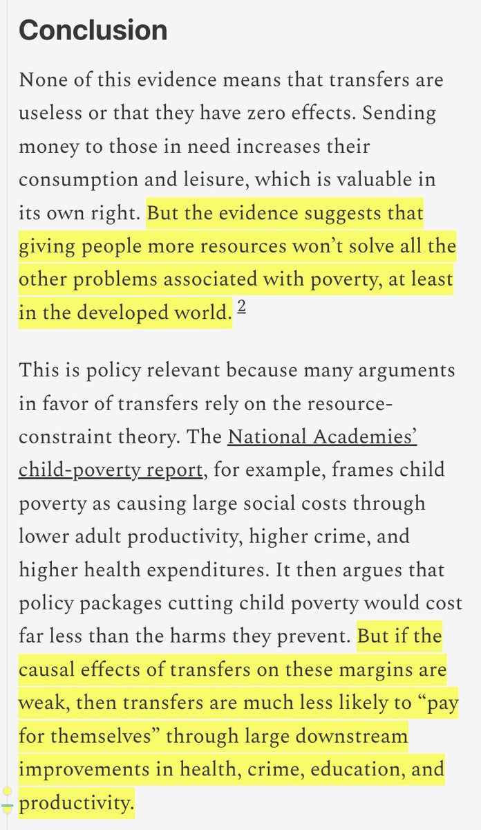 AlecStapp's tweet photo. What's the effect of transfer payments on the "poverty bundle" (health, crime, education, productivity, etc)?

Excellent lit review from @MTabarrok teasing out the causal effects of income.

https://t.co/MU4wpYgySt https://t.co/TY9t4wE4ZT