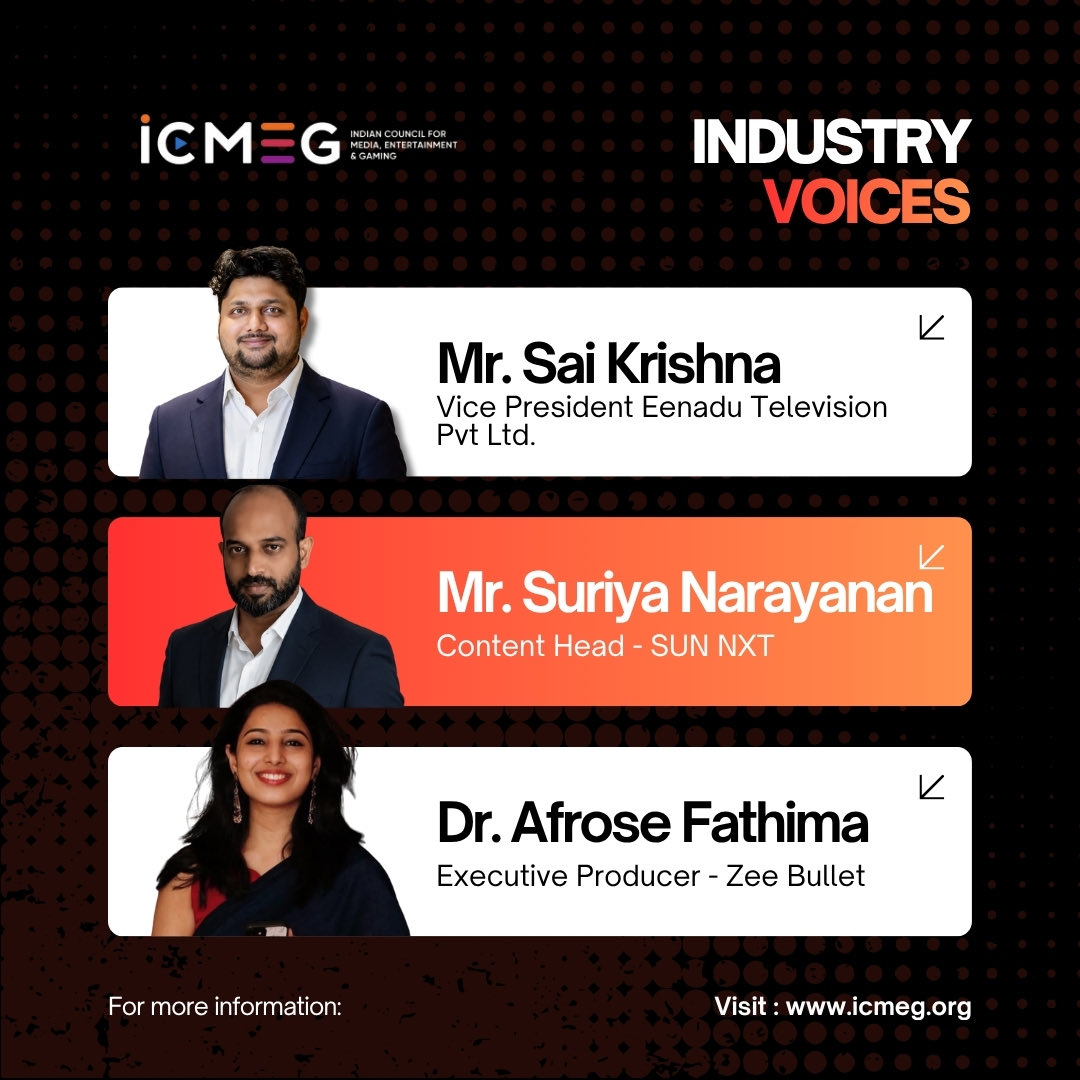 icmegapex's tweet photo. Media &amp; Entertainment leaders unite at the ICMEG Tamil Nadu Chapter Launch Conference! Hear insights from Sai Krishna (ETV), Suriya Narayanan (SUN NXT) &amp; Dr. Afrose Fathima (Zee Bullet).

📍IITM Research Park, Chennai
📅22 May 2026
🕞3:30 PM

#ICMEG #OTT #Media https://t.co/hlpjuforqb