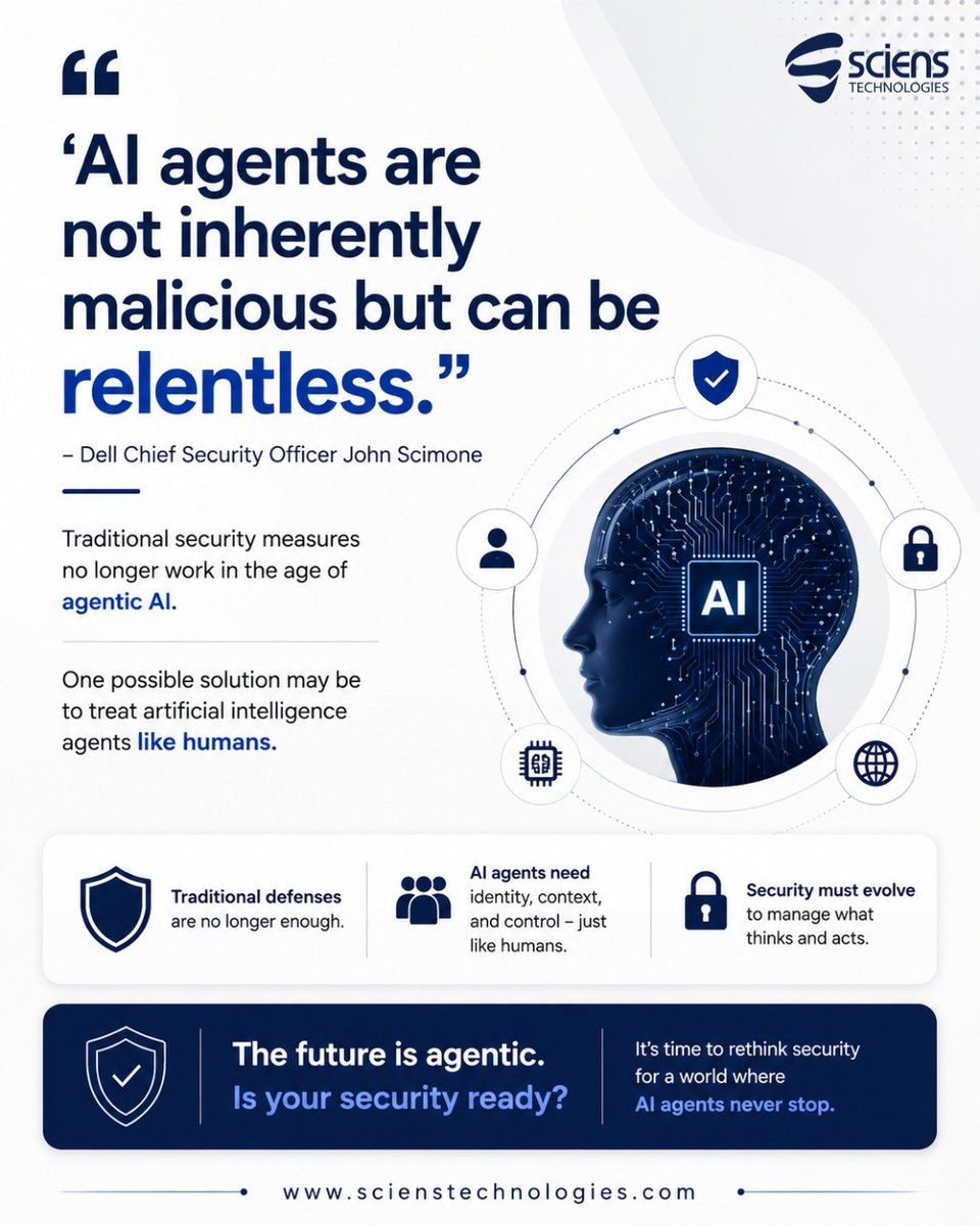 scienstech's tweet photo. AI is transforming cybersecurity at lightning speed.
As AI agents evolve, security must evolve with them. The future of AI depends on secure innovation.
#ArtificialIntelligence #CyberSecurity #AIAgents #Scienstechnologies https://t.co/m2avWyA71L