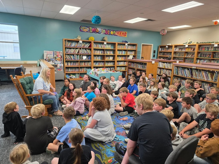 WNRockets's tweet photo. Mrs. Grace had one final read aloud to the elementary students this morning. She read them Last Day Blues. We will sure miss you Mrs. Grace but we hope you enjoy retirement. https://t.co/FVFBVFQ9dB