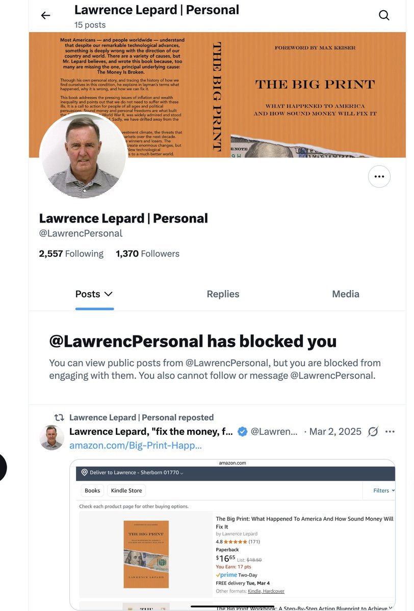 Lawrence Lepard, "fix the money, fix the world" tweet media