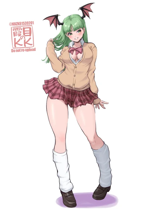 ホントはリリスさんのすぐ後に描いてた制服モリガンさん やっと上げれた～ #格ゲーキャラ描こうぜ #Darkstalkers