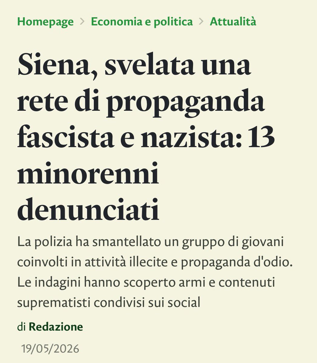 Frances99687883's tweet photo. Detenzione illegale di armi,diffusione di materiale pedopornografico,apologia di nazismo e fascismo,propaganda d’odio razziale,islamofobico e di genere. Che facciamo con la cittadinanza di questi giovanissimi suprematisti,#Salvini? #Siena #Format18 https://t.co/lRRF11ntAs
