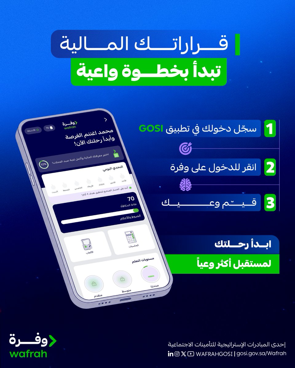WAFRAHGOSI's tweet photo. تفاصيل يومك بقرارات واعية تخلّيك تعيش المستقبل بوفرة.