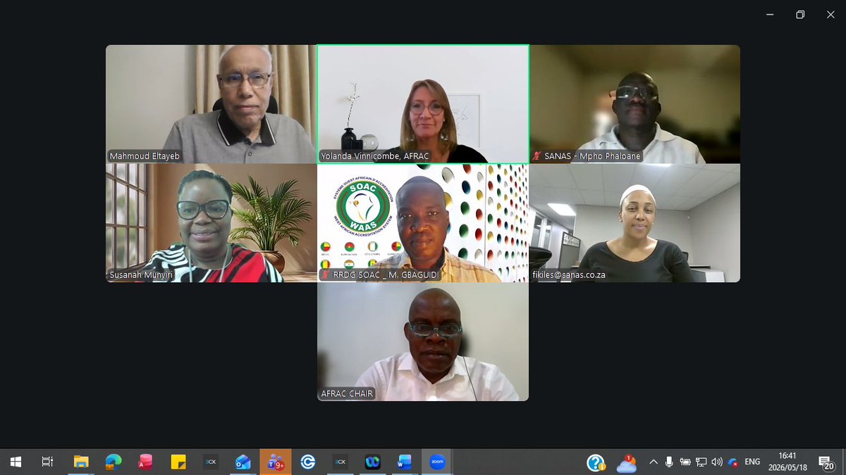 AFRAC_Official's tweet photo. The AFRAC Documents Working Group (DWG) met virtually during the AFRAC Mid-Year Meetings 2026 to review and support the availability of up-to-date AFRAC documents and the alignment of MRA documents with Global ACI requirements.

#AFRAC #Accreditation #QualityInfrastructure https://t.co/bZFWCGRyFi
